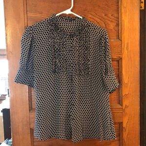 Navy and cream blouse